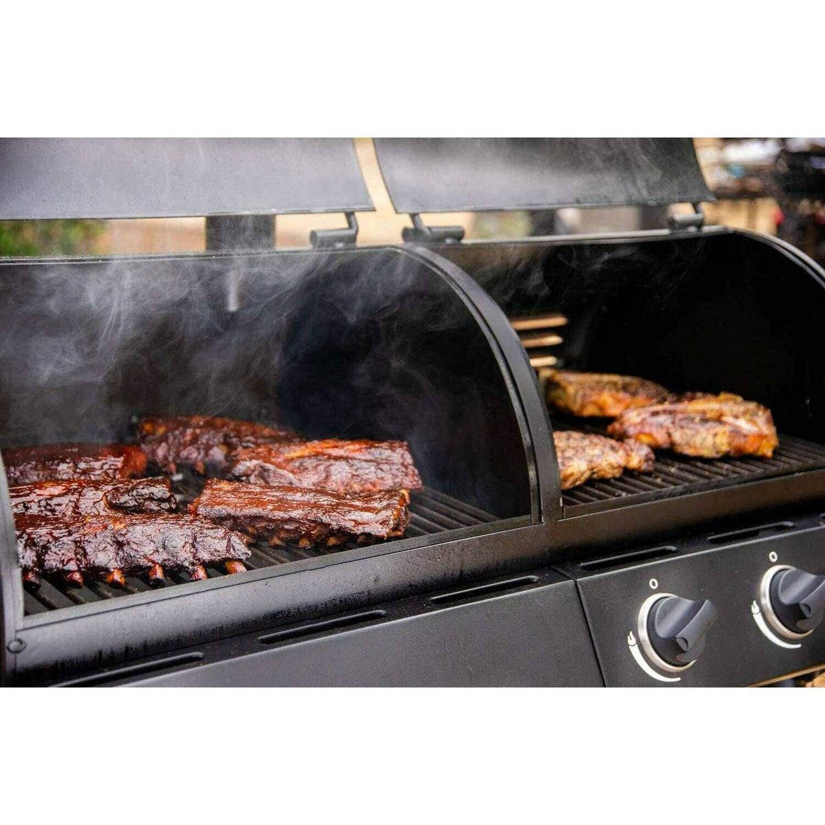 Oklahoma Joe's Longhorn Combo Charcoal/Gas Smoker & Grill Outdoor Barbque Oklahoma Joe's Longhorn Combo Charcoal/Gas Smoker & Grill Oklahoma Joe's Longhorn Combo Charcoal/Gas Smoker & Grill CharBroil