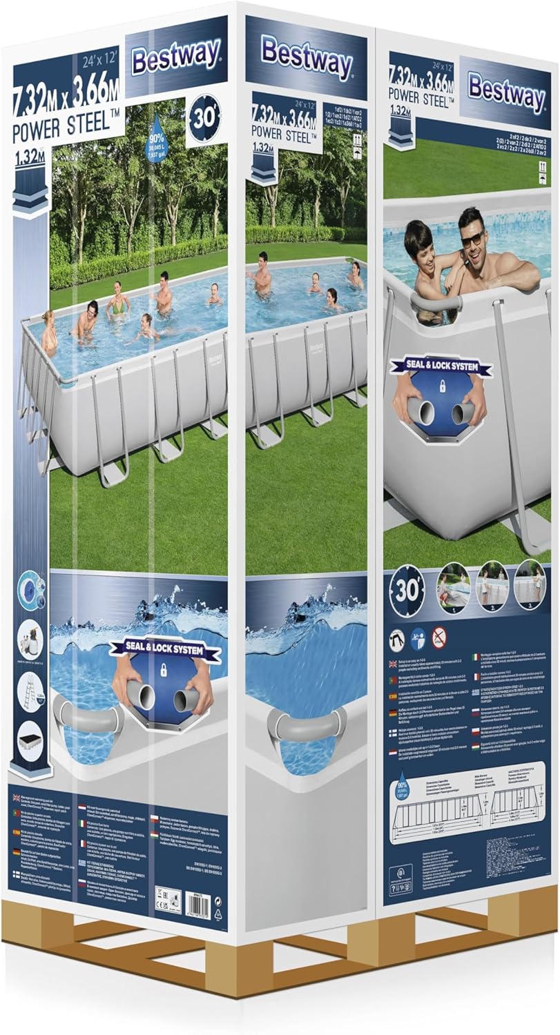 Power Steel Rectangular Pool Set, 732 x 366 x 132 cm  Power Steel Rectangular Pool Set, 732 x 366 x 132 cm Power Steel Rectangular Pool Set, 732 x 366 x 132 cm The German Outlet