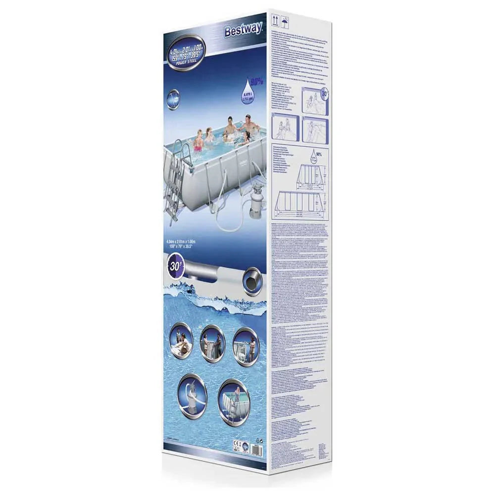 Power Steel 404x201x100cm Rectangular Tubular Pool home pool Power Steel 404x201x100cm Rectangular Tubular Pool Power Steel 404x201x100cm Rectangular Tubular Pool Bestway